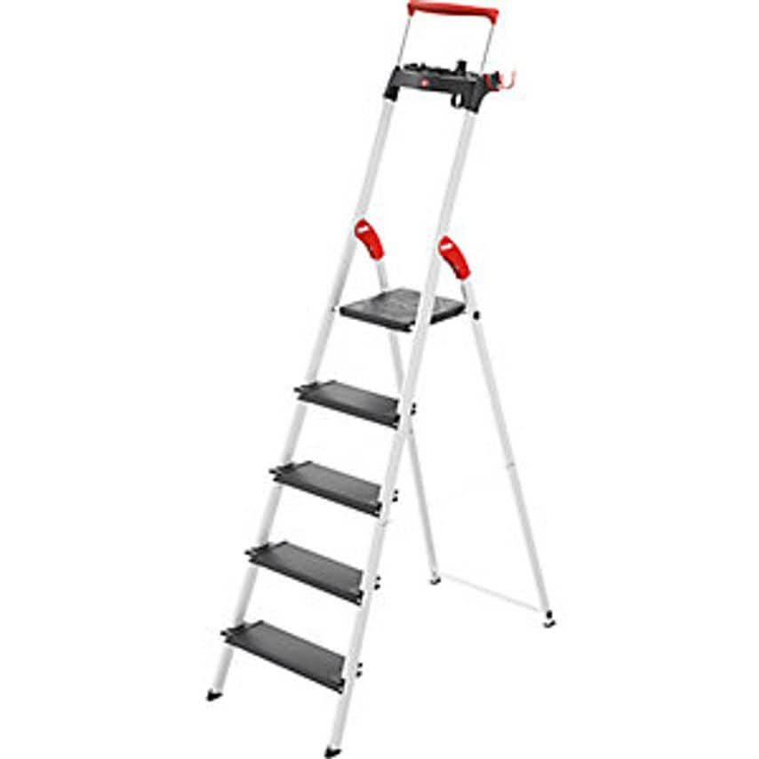 Hailo TopLine L100 Safety Ladder, Max. Load Up To 150 kg, 5 Steps- you get 2