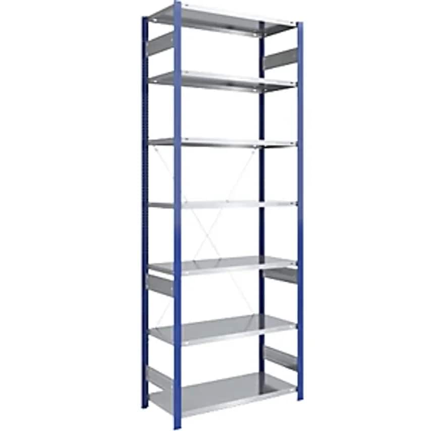 EUROKRAFTpro Boltless Storage Shelving Unit - Uprights In Blue - Zinc Plated She