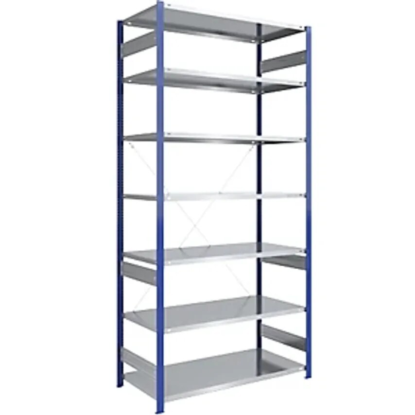 EUROKRAFTpro Boltless Storage Shelving Unit - Uprights In Blue - Zinc Plated She