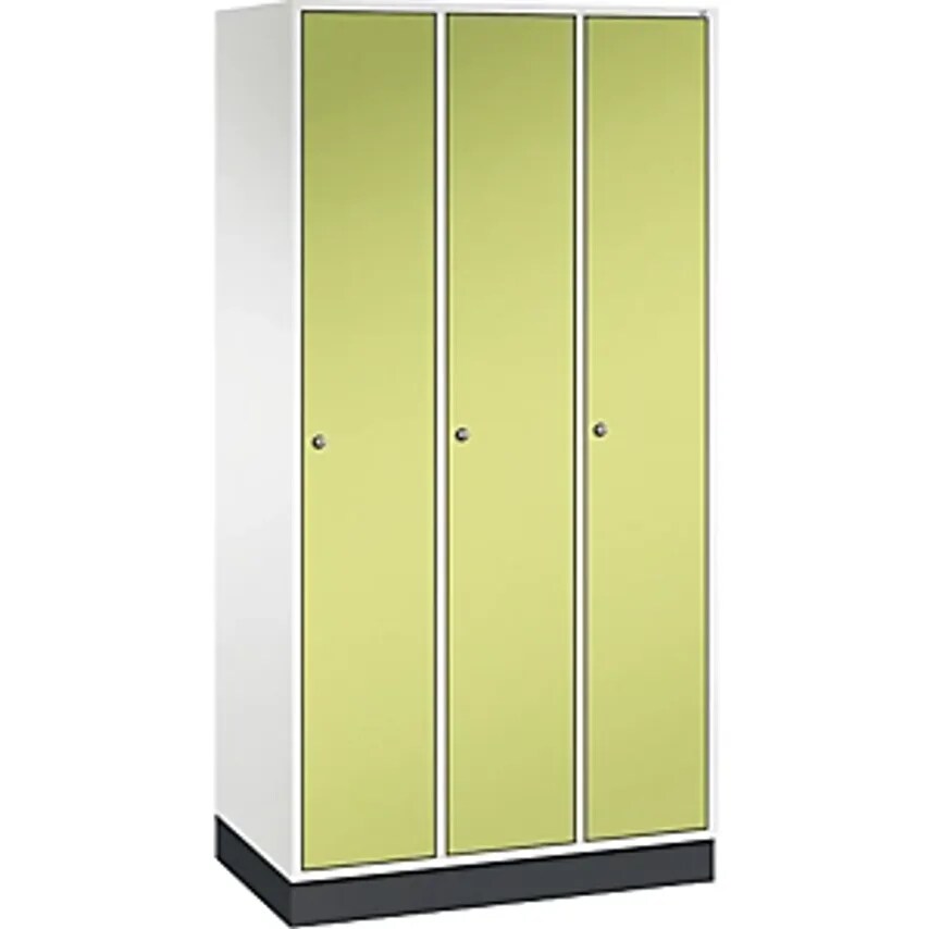 C&P INTRO Steel Cloakroom Locker, Width 920mm, 3 Compartments, Pure White Body,