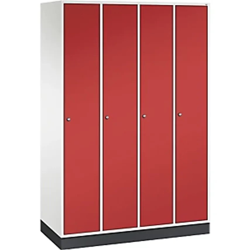 C&P INTRO Steel Cloakroom Locker, Width 1220mm, 4 Compartments, Pure White Body,