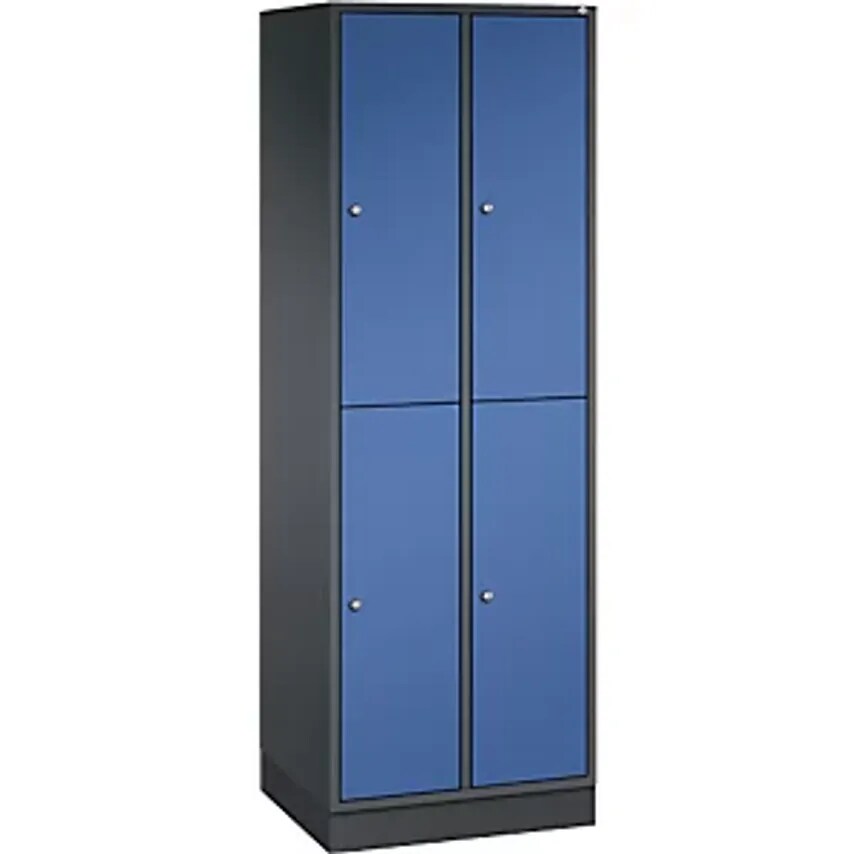 C&P INTRO Double Tier Steel Cloakroom Locker - WxD 620 X 500mm - Black Grey Body