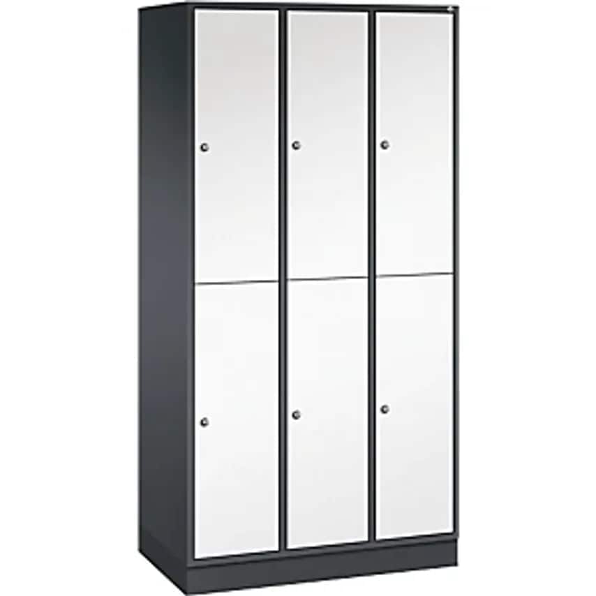 C&P INTRO Double Tier Steel Cloakroom Locker - WxD 920 X 500mm - Black Grey Body