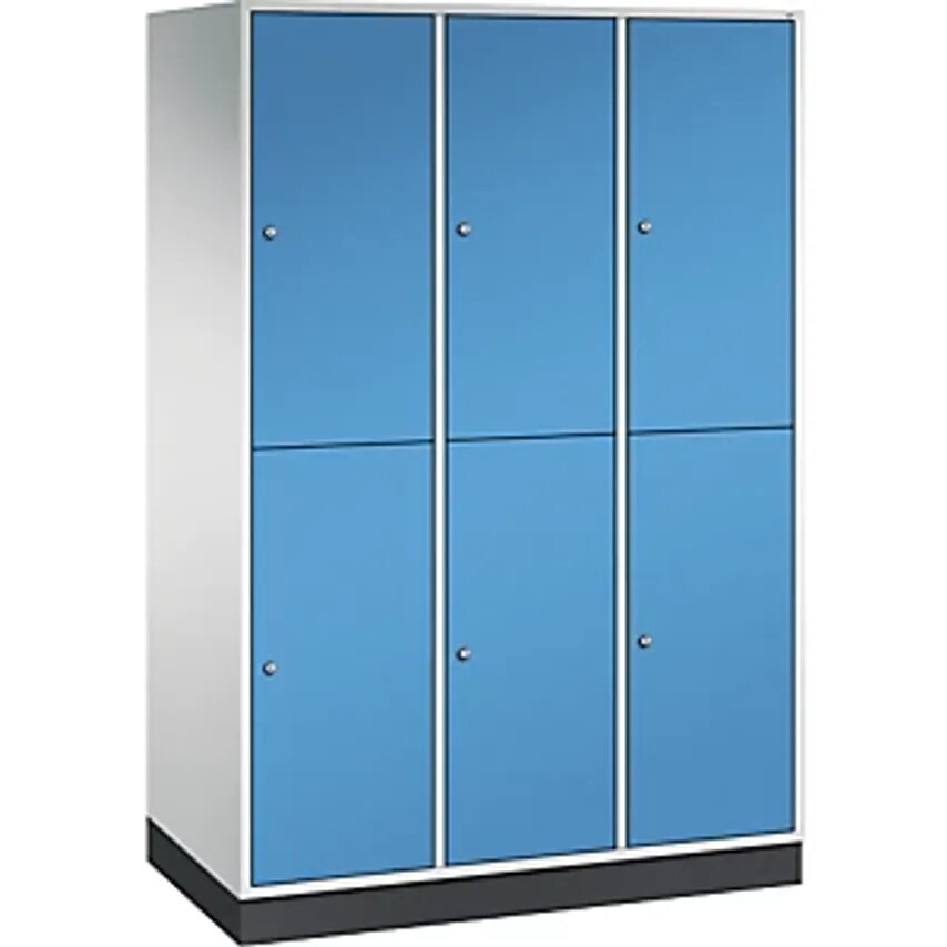 C&P INTRO Double Tier Steel Cloakroom Locker - WxD 1220 X 600mm - Light Grey Bod