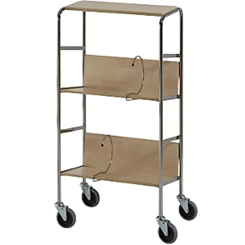 Helge Nyberg File Trolley With Top Shelf - Chrome Plated - LxWxH 550 X 340 X 106