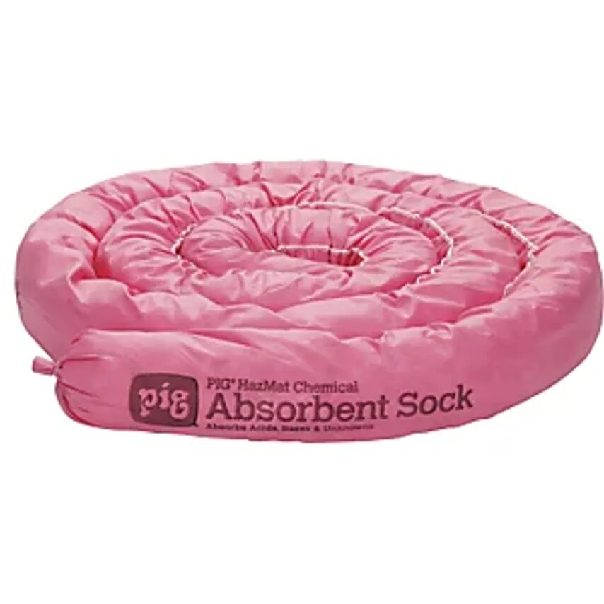 HazMat Absorbent Sheeting Sock For Chemicals, Length 3 M, Pack Of 6, Length 3 M