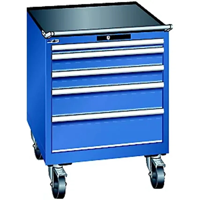 Lista Drawer Cupboard, Mobile, WxD 717 X 725mm, 5 Drawers, Gentian Blue