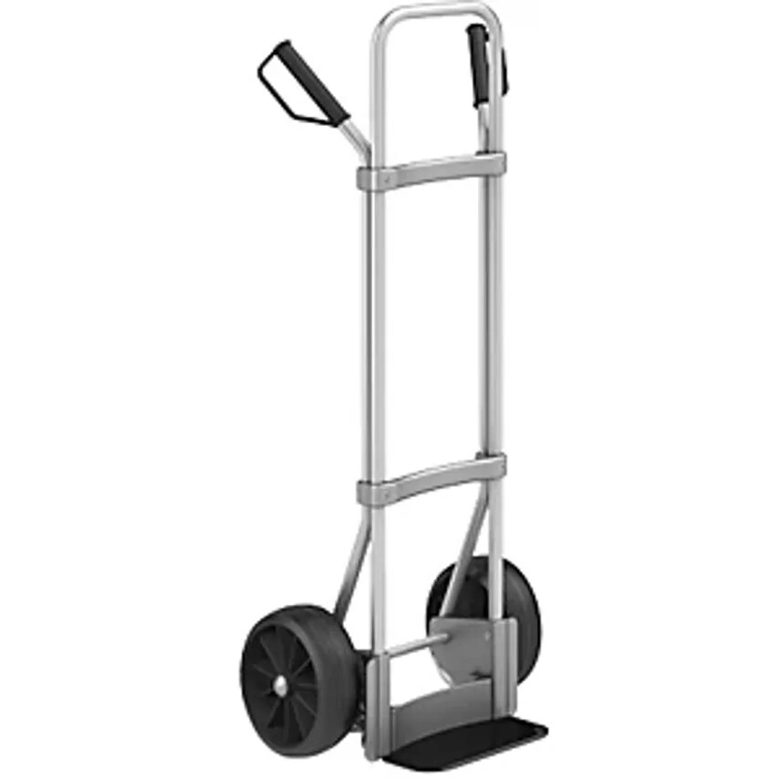 Aluminium Sack Truck, Footplate WxD 280 X 140mm, Black, Solid Rubber Tyres