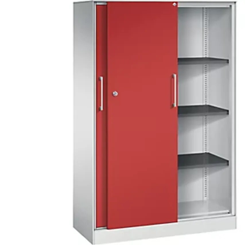 C&P ASISTO Sliding Door Cupboard, Height 1617mm, Width 1000mm, Light Grey/Flame