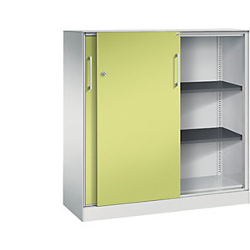 C&P ASISTO Sliding Door Cupboard, Height 1292mm, Width 1200mm, Light Grey/Viridi