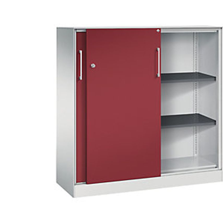 C&P ASISTO Sliding Door Cupboard, Height 1292mm, Width 1200mm, Light Grey/Ruby R