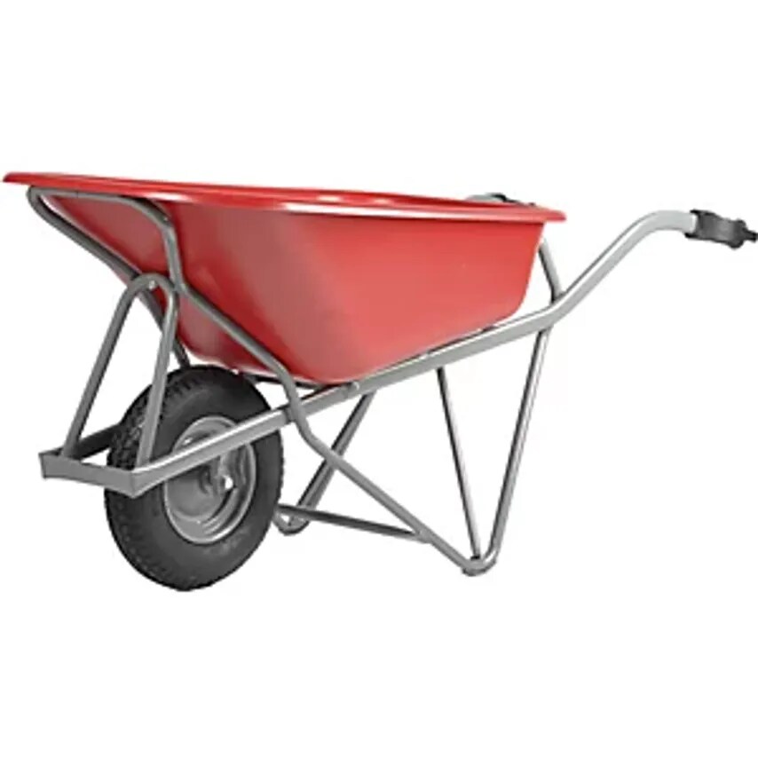 MATADOR Profi-Max Plus Wheel Barrow, Steel, 90 L, HDPE Tray, Red, 4-p- you get 6