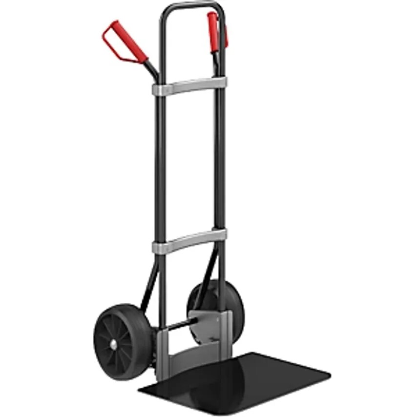 EUROKRAFTpro Sack Truck, Black, Footplate WxD 450 X 500mm, Black, Solid Rubber T
