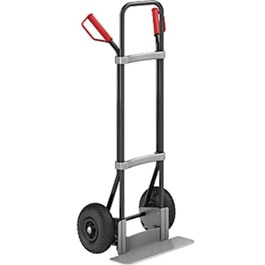 EUROKRAFTpro Sack Truck, Black, Footplate WxD 450 X 160mm, Zinc Plated, Pneumati