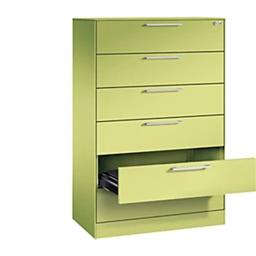 C&P ASISTO Card File Cabinet - Height 1292mm - With 6 Drawers, A5 Landscape, Vir