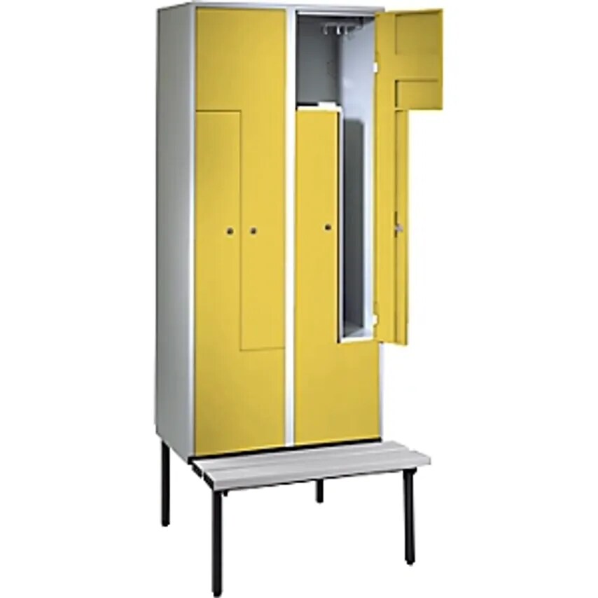 WOLF Z Cloakroom Locker With Bench, HxWxD 2140 X 800 X 500mm, 4 Compartments, Do