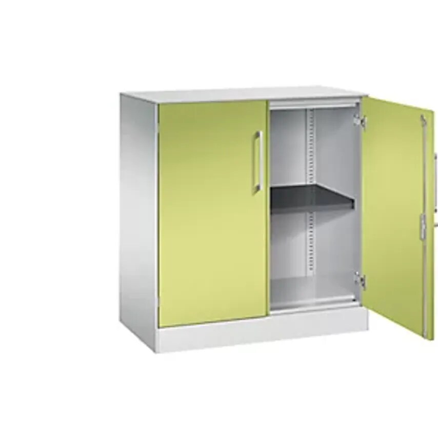 C&P ASISTO Double Door Cupboard, Height 897mm, Width 800mm, 1 Shelf, Light Grey/