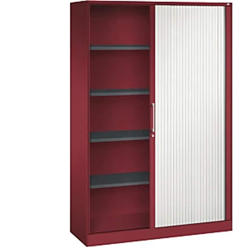 C&P ASISTO Roller Shutter Cupboard, Height 1980mm, Width 1200mm, Ruby Red/Traffi
