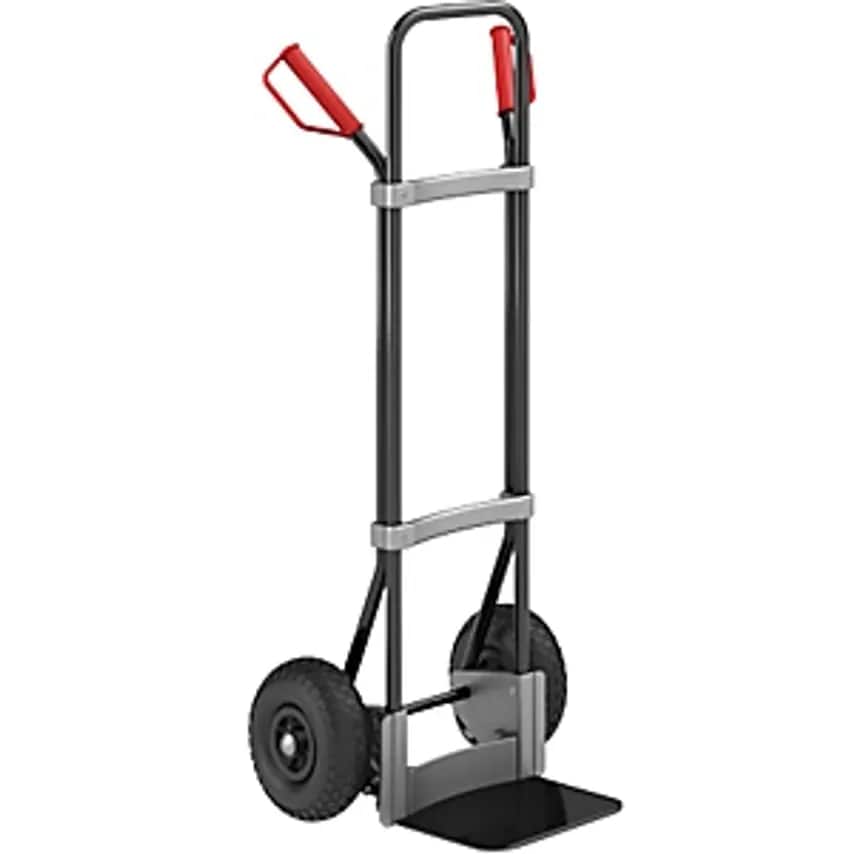 EUROKRAFTpro Sack Truck, Black, Footplate WxD 280 X 250mm, Black, Pne- you get 2