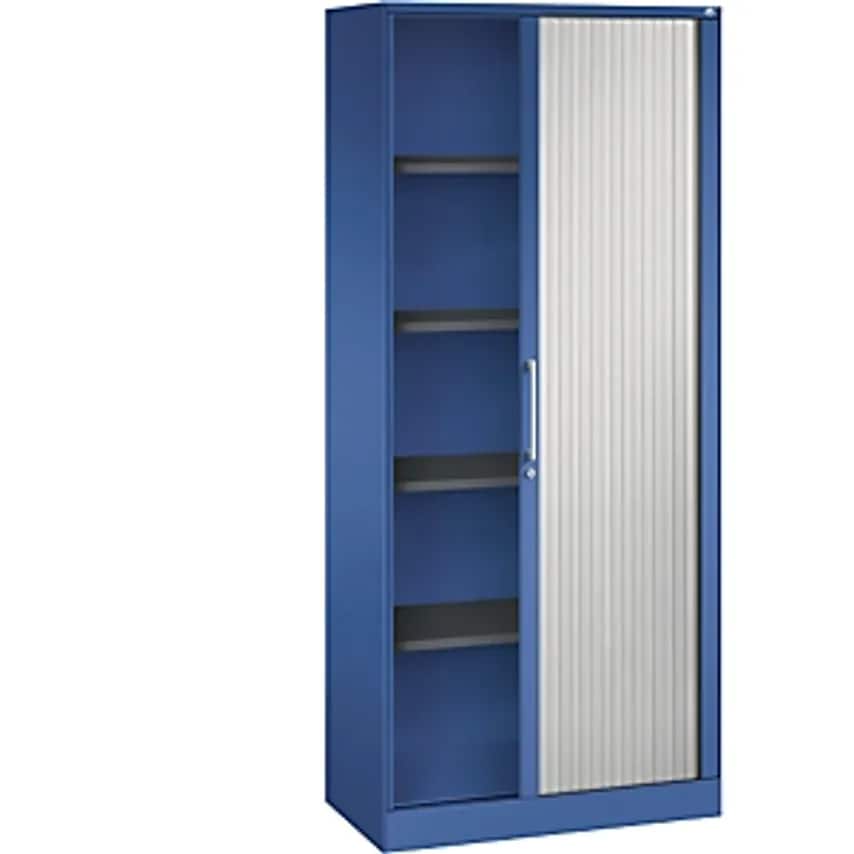 C&P ASISTO Roller Shutter Cupboard, Height 1980mm, Width 800mm, Gentian Blue/Lig