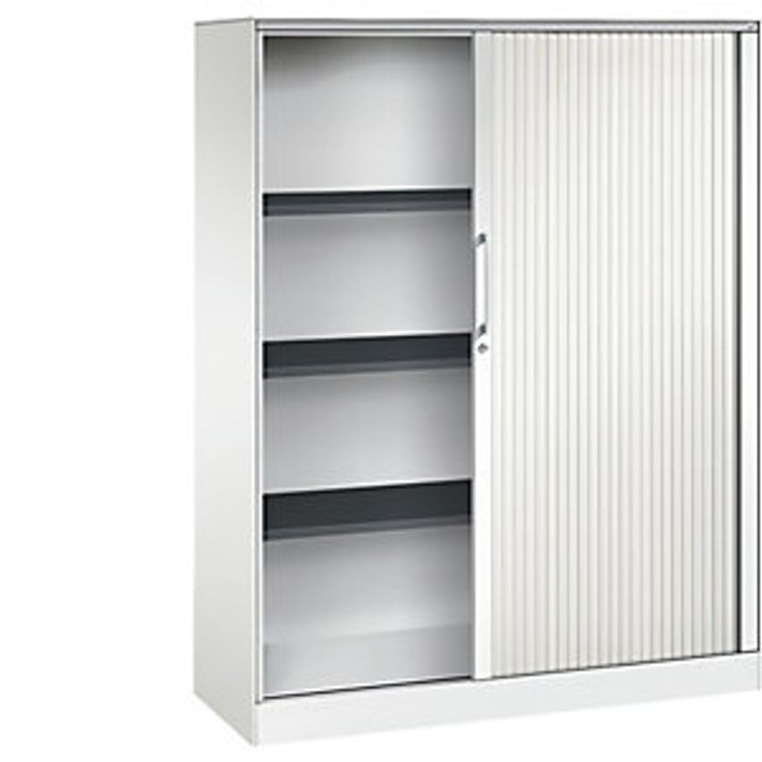 C&P ASISTO Roller Shutter Cupboard, Height 1617mm, Width 1200mm, Traffic White/T