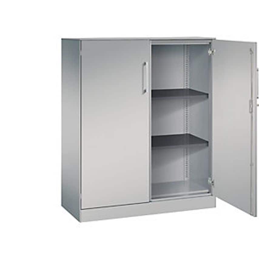 C&P ASISTO Double Door Cupboard - Height 1292mm - Width 1000mm, White Aluminium/