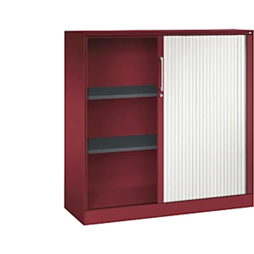 C&P ASISTO Roller Shutter Cupboard, Height 1292mm, Width 1200mm, Ruby Red/Traffi