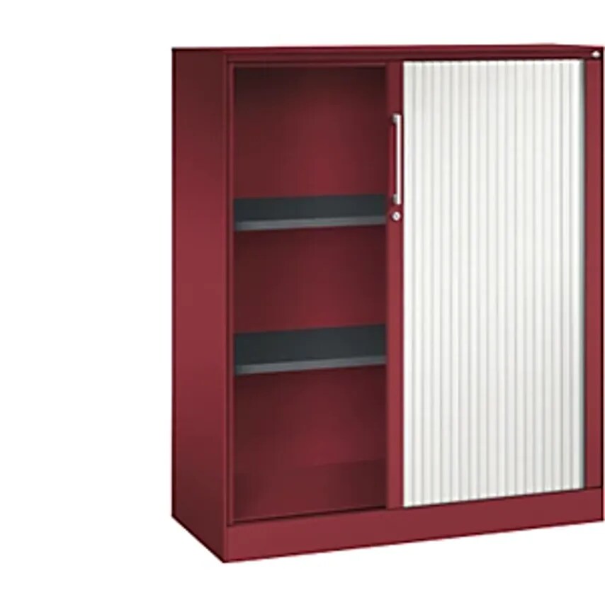 C&P ASISTO Roller Shutter Cupboard, Height 1292mm, Width 1000mm, Ruby Red/Traffi