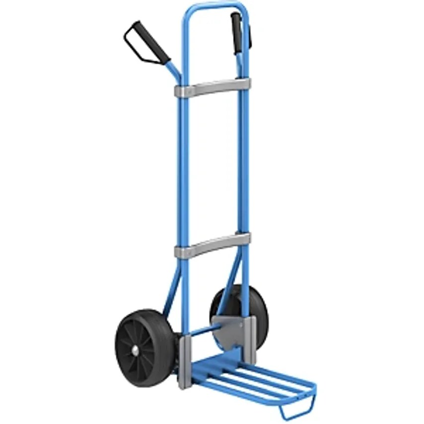 EUROKRAFTpro Sack Truck, Blue, Parcel Footplate WxD 430 X 250mm, Blue, With Hand
