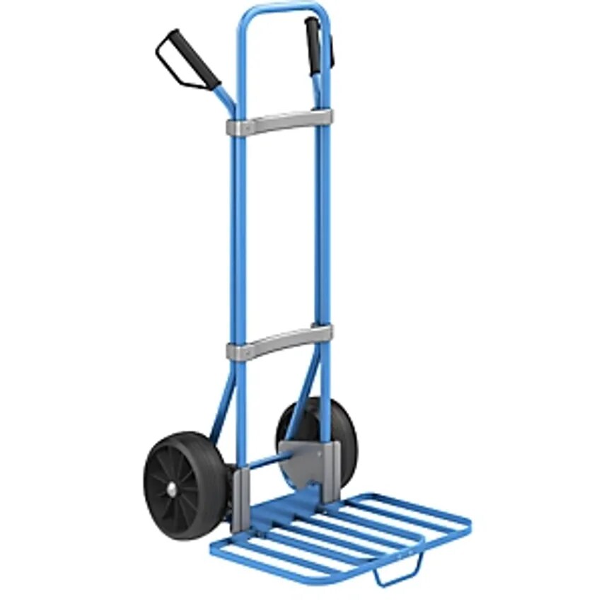 EUROKRAFTpro Sack Truck, Blue, Parcel Footplate WxD 430 X 450mm, Blue, With Hand