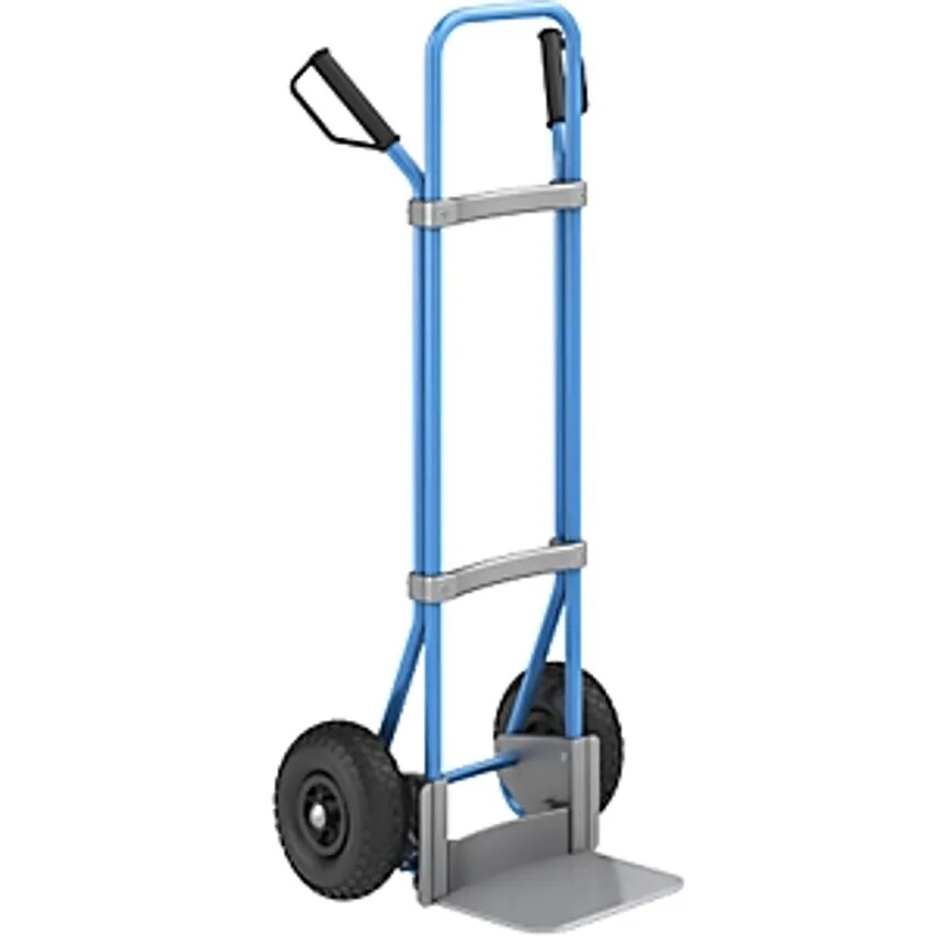 EUROKRAFTpro Sack Truck, Blue, Footplate WxD 280 X 250mm, Zinc Plated, Pneumatic