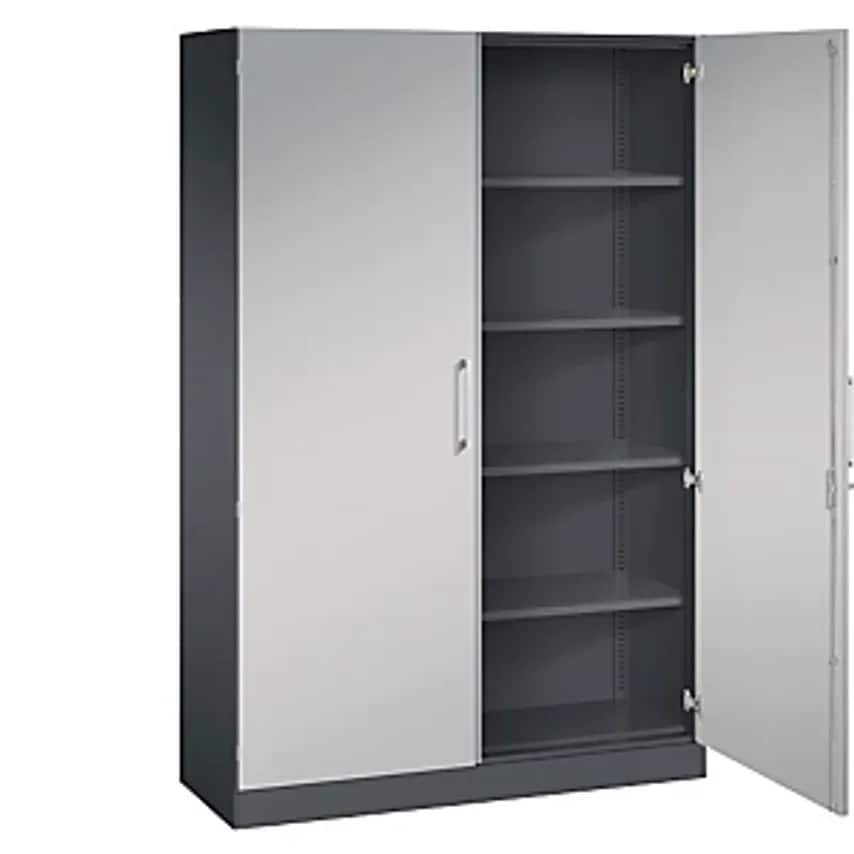 C&P ASISTO Double Door Cupboard, Height 1980mm, Width 1200mm, 4 Shelves, Black G