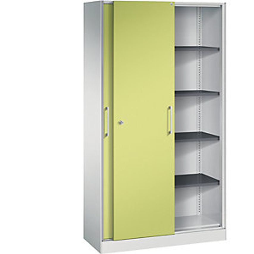 C&P ASISTO Sliding Door Cupboard, Height 1980mm, Width 1000mm, Light Grey/Viridi