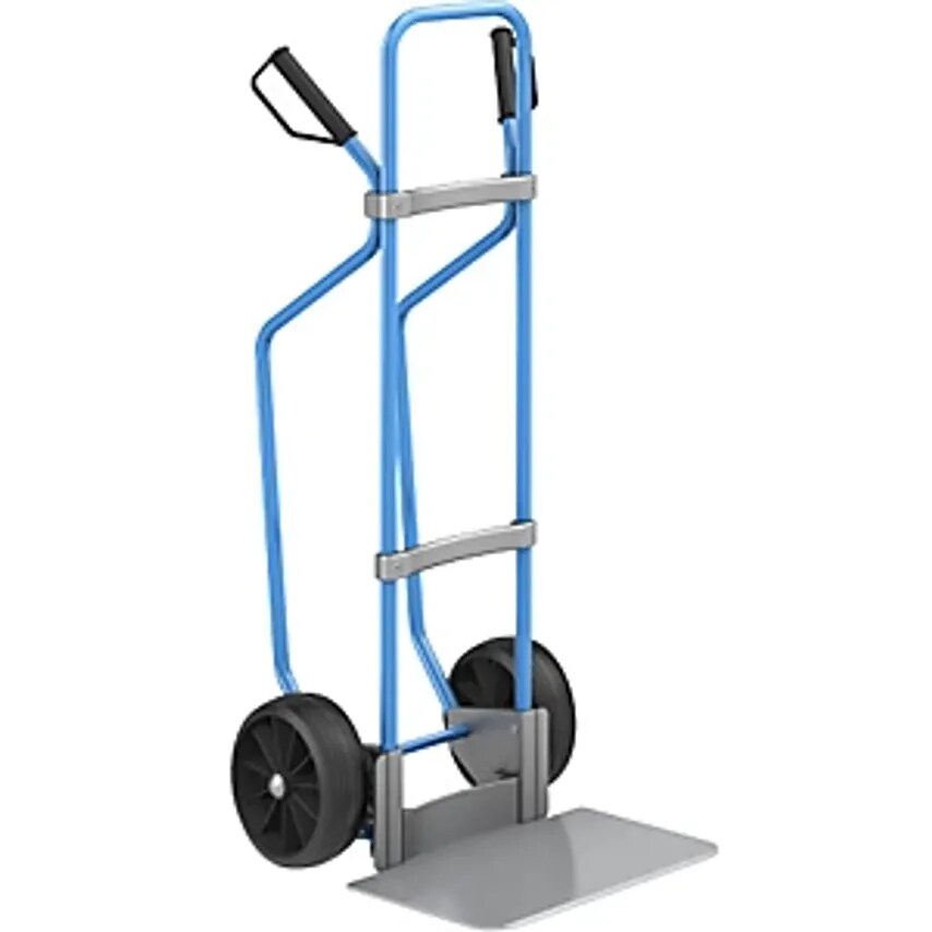 EUROKRAFTpro Sack Truck With Runners, Blue, Footplate WxD 450 X 350mm, Zinc Plat