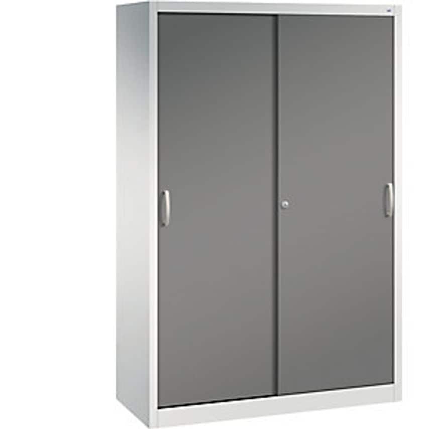 C&P ACURADO Sliding Door Cupboard, 4 Shelves, HxWxD 1950 X 1200 X 500mm, Light G
