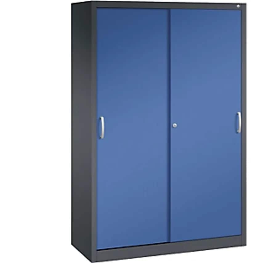 C&P ACURADO Sliding Door Cupboard, 4 Shelves, HxWxD 1950 X 1200 X 500mm, Black G