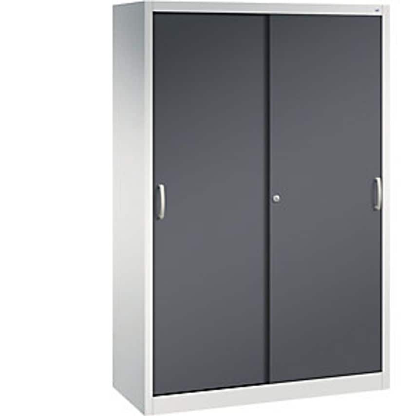 C&P ACURADO Sliding Door Cupboard - 6 Suspension Rails - Light Grey/Black Grey