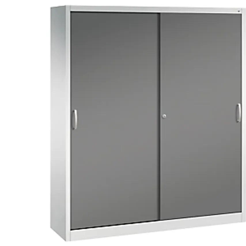 C&P ACURADO Sliding Door Cupboard, 8 Shelves, HxWxD 1950 X 1600 X 400mm, Light G