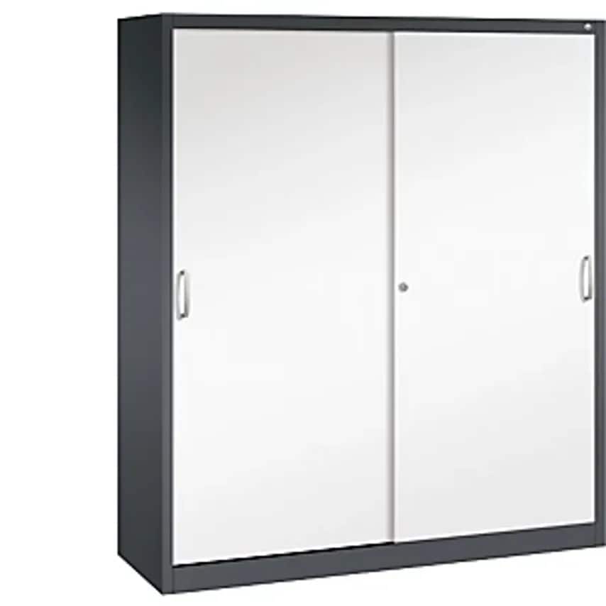 C&P ACURADO Sliding Door Cupboard, 8 Shelves, HxWxD 1950 X 1600 X 500mm, Black G