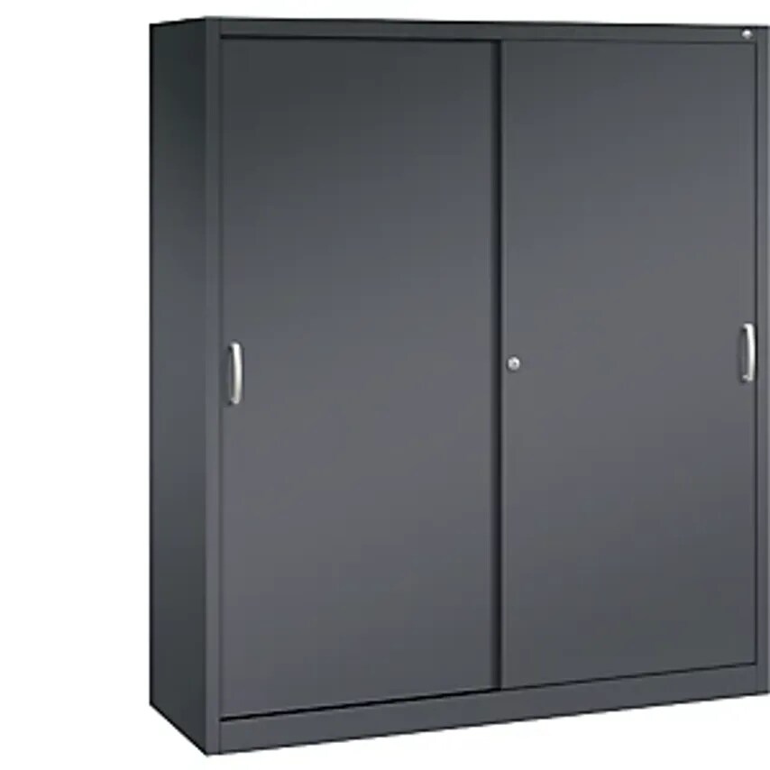 C&P ACURADO Sliding Door Cupboard, 8 Shelves, HxWxD 1950 X 1600 X 500mm, Black G
