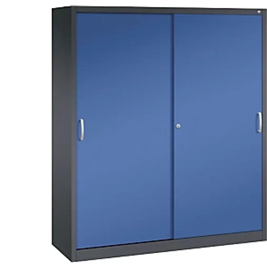 C&P ACURADO Sliding Door Cupboard, 8 Shelves, HxWxD 1950 X 1600 X 500mm, Black G