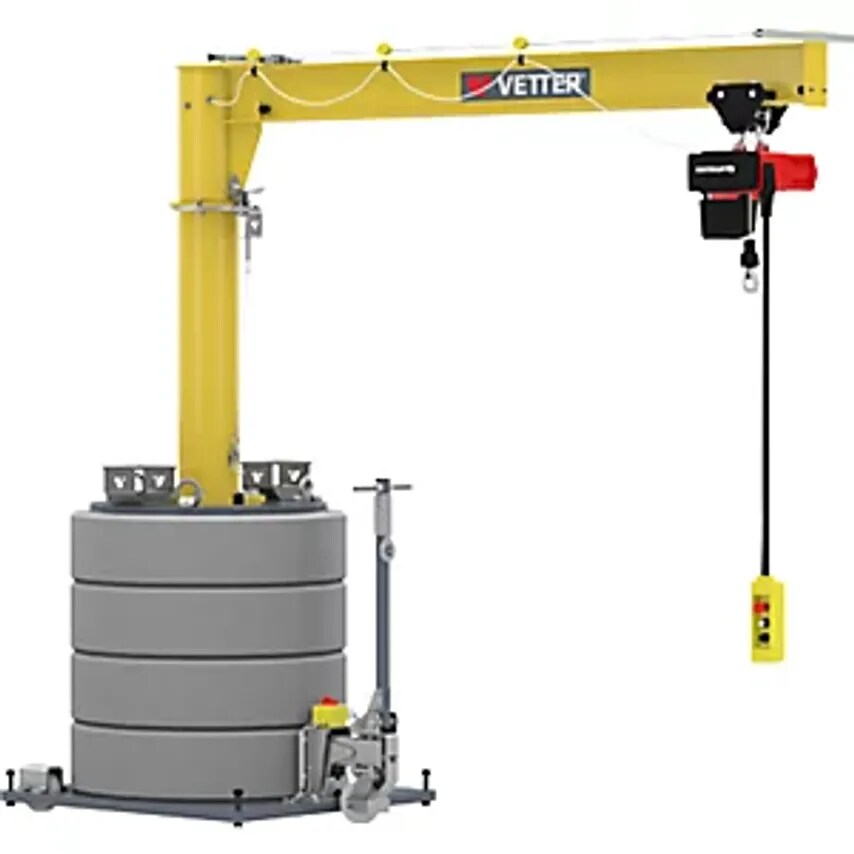 VETTER Mobile Post Mounted Jib Crane, Slewing Range 360, Max. Load 125 Kg, Reach