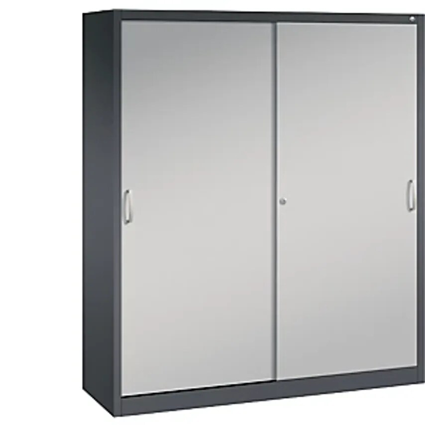 C&P ACURADO Sliding Door Cupboard - 12 Suspension Rails - Black Grey/White Alumi