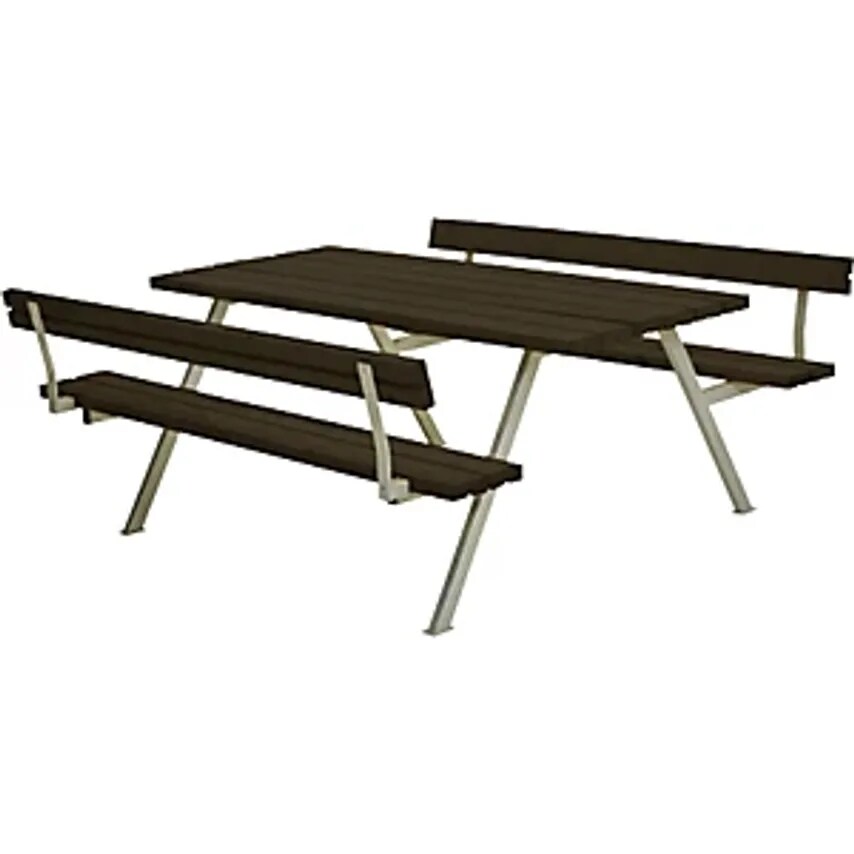 PLUS AS Picnic Bench, With Back Rest, For 6 Persons, Length 1770mm, Black