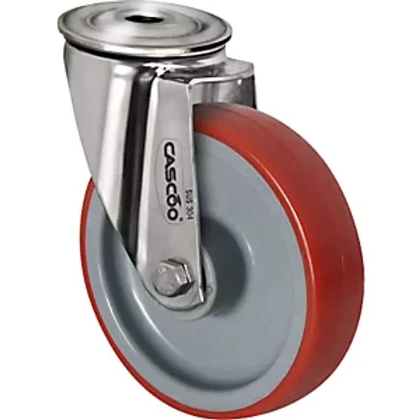EUROKRAFTpro PU Tyres on Nylon Rim, Wheel X Width 100 X 32mm, Swivel - you get 2