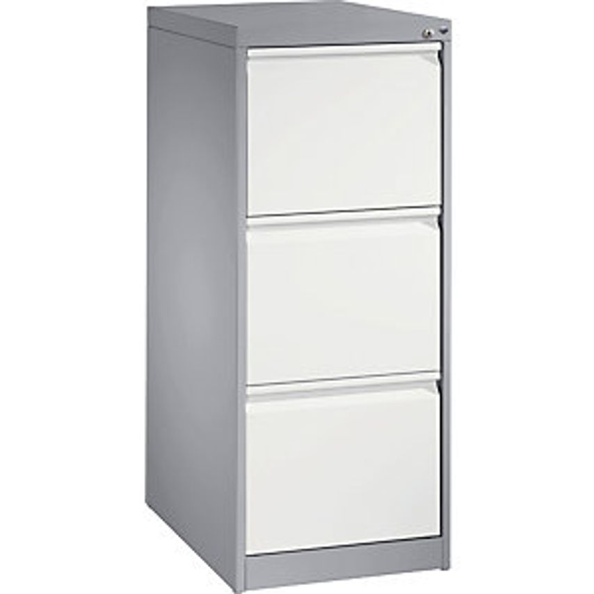 C&P ACURADO Suspension Filing Cabinet, 1 Track, 3 Drawers, White Aluminium/Traff
