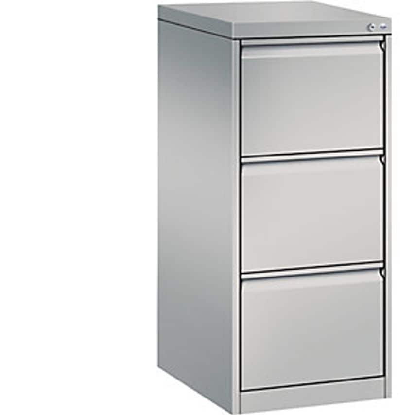 C&P ACURADO Index Card Cabinet, 1 Track, 3 Drawers, White Aluminium