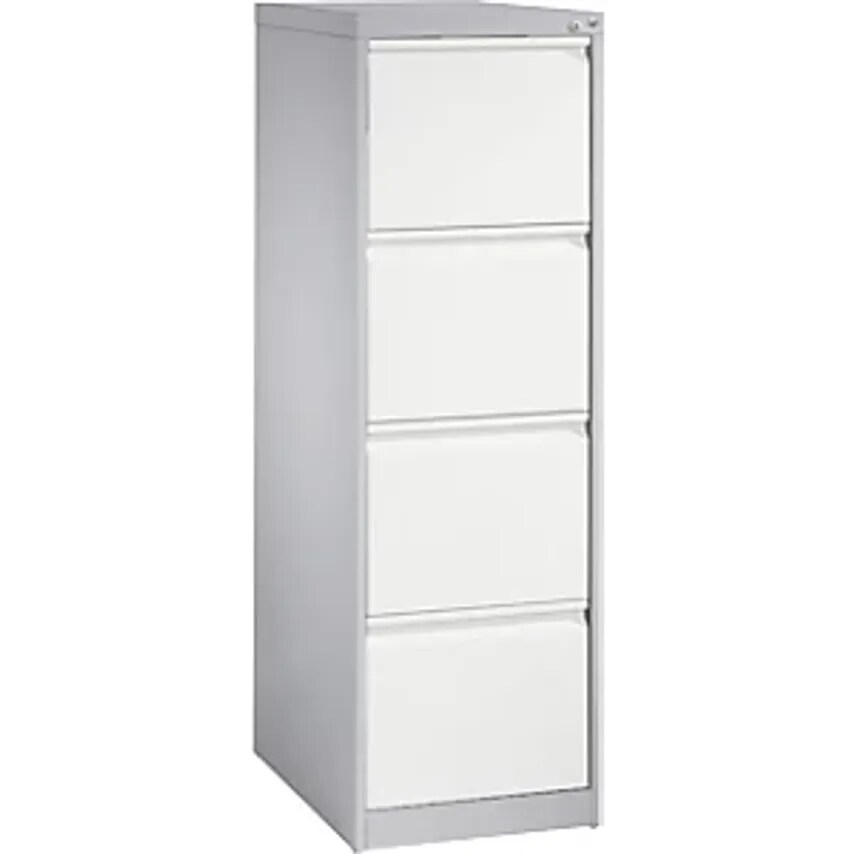 C&P ACURADO Index Card Cabinet, 1 Track, 4 Drawers, White Aluminium/Traffic Whit