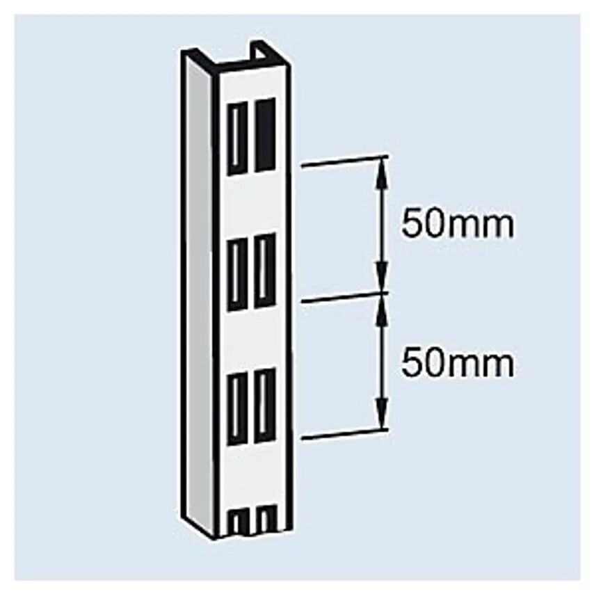 HOFE Slotted Rail For Wall Shelf Unit, Steel, Plastic-Coated, Length 1000mm