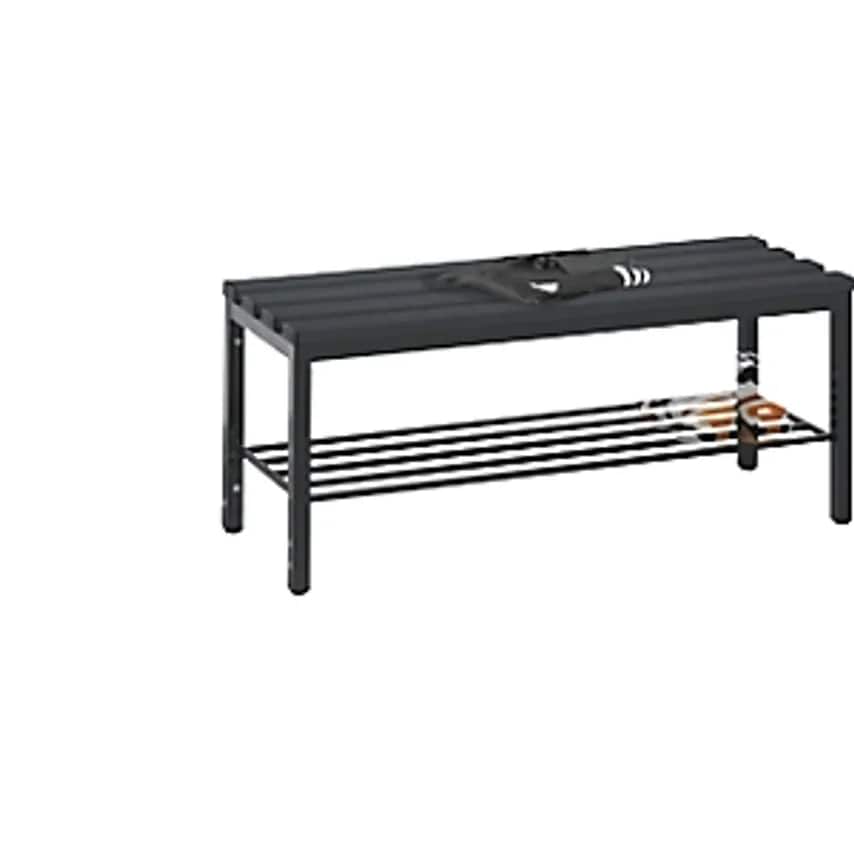 C&P BASIC Cloakroom Bench, With Shoe Rack, Plastic, Length 1000mm, Black Grey
